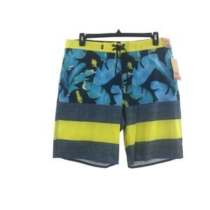 Vans Men's Blue Yellow tropical Floral Board shorts swim suit Size 36 New